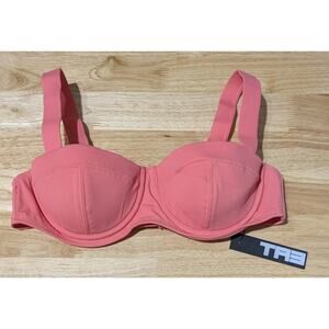 TA3 Busty Bra Shaping Bikini Top Coral Medium B Cup Balconette Underwire NWT